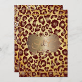 Vintag Leopard + Perlhühner Wirbel Hochzeitsfeiern Einladung (Vorne/Hinten)