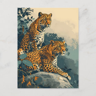 Vintag Leopard Postkarte