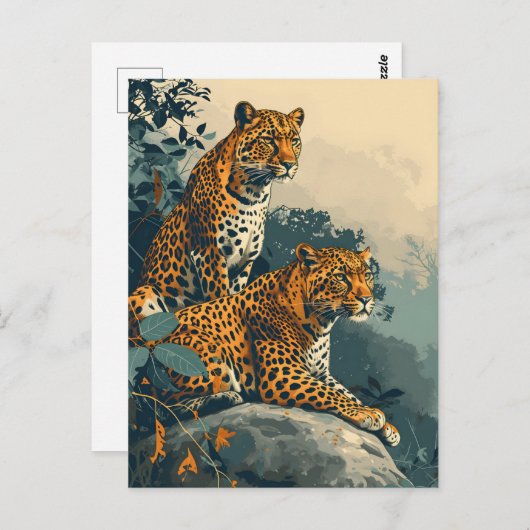 Vintag Leopard Postkarte (Vorne/Hinten)