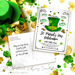 Vintag Leprechaun Hat St. Patrick's Day Einladungspostkarte