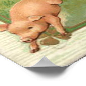 Vintag Leprechaun Pig Shillelagh St Patrick's Day Poster (Ecke)