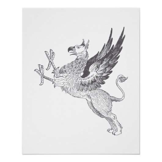 Vintag Letter Press Griffin Line Art Poster (Vorderseite)