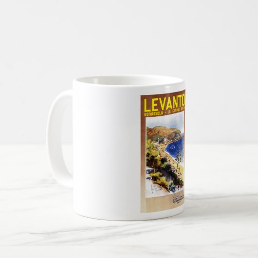 Vintag Levanto Genova Italien Tourismus Kaffeetasse (Vorderseite Links)