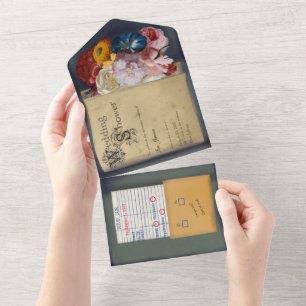 Vintag Library Book Polterabend laden ein All In One Einladung