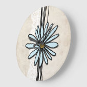 Vintag Light Blue Daisy Große Wanduhr (Winkel)