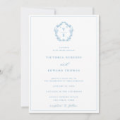 Vintag Light Blue Wappen Monogram Wedding Einladung (Vorderseite)