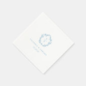Vintag Light Blue Wappen Monogram Wedding Serviette (Ecke)