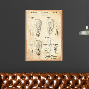 Vintag Light Bulb Patent Poster