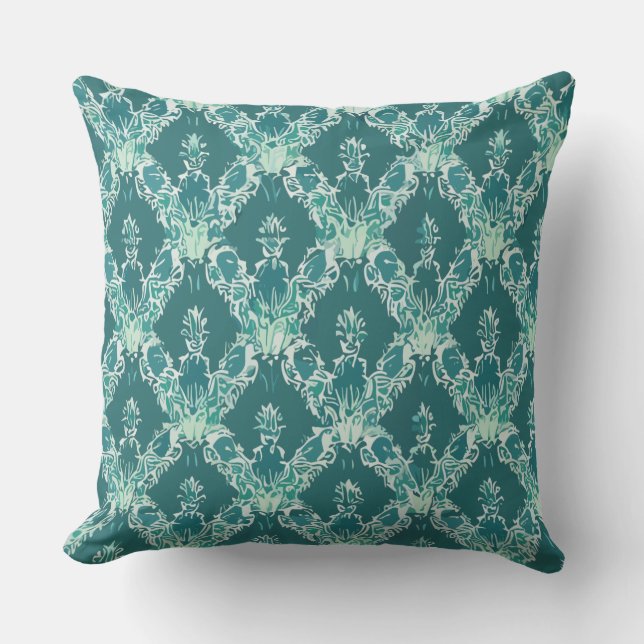 Vintag Light Emerald Green Blätter Kissen (Vorderseite)
