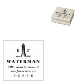 Vintag Lighthouse Monogram-Rücksendeadresse Gummistempel (Stempel)