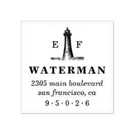Vintag Lighthouse Monogram-Rücksendeadresse Gummistempel