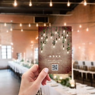 Vintag Lights Industrial Wedding QR RSVP Card Karte