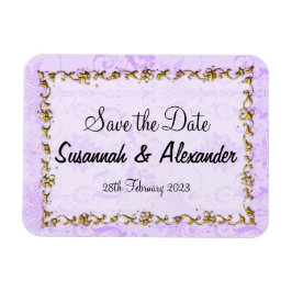 Vintag Lila Boho Damask Save the Date Magnet