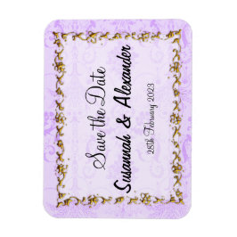 Vintag Lila Boho Damask Save the Date Magnet
