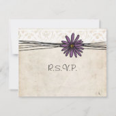 Vintag Lila Daisy Wedding RSVP (Rückseite)
