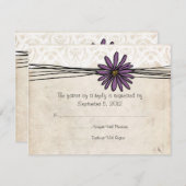 Vintag Lila Daisy Wedding RSVP (Vorne/Hinten)