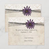 Vintag Lila Daisy Wedding RSVP Karte (Vorne/Hinten)