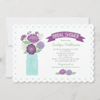 Vintag Lila Floral Mason Jar Brautparty