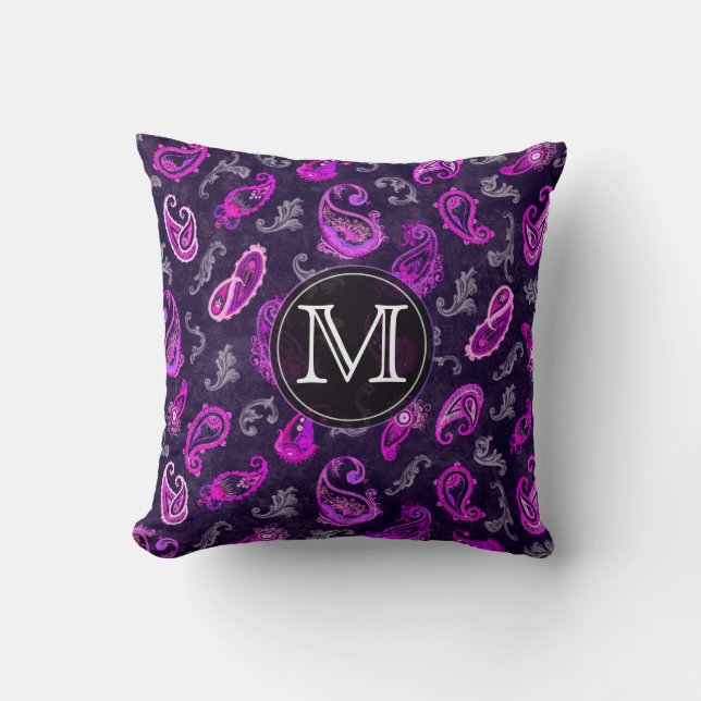 Vintag Lila Paisley Kissen (Vorderseite)