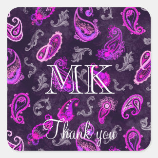 Vintag Lila Paisley Quadratischer Aufkleber