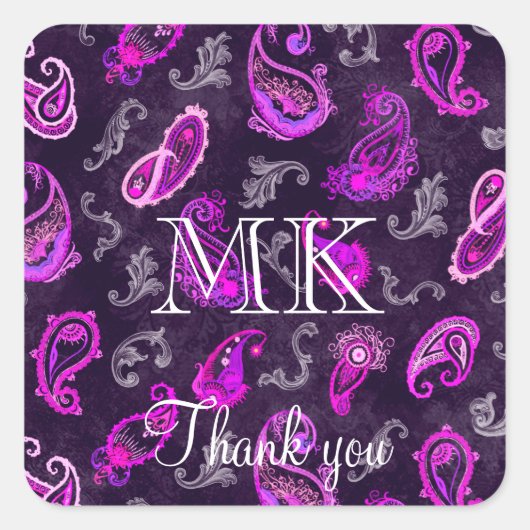 Vintag Lila Paisley Quadratischer Aufkleber (Vorderseite)