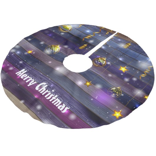 Vintag Lila Polyester Weihnachtsbaumdecke (Schrägansicht)