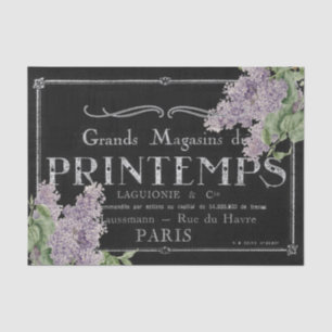 Vintag Lilac French Typografy Black Decoupage Seidenpapier