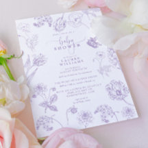 Vintag Lilac Lavender Floral Script Baby Dusche