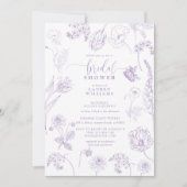 Vintag Lilac Lavender Floral Script Brautparty Einladung (Vorderseite)