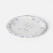 Vintag Lilac Lavender Floral Script Brautparty Pappteller (Schrägansicht)