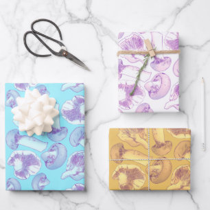 Vintag Lilac Mushroom Botanisches Muster Geschenkpapier Set