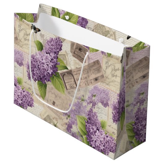 Vintag Lilac Pattern Große Geschenktüte (Vorderseite Schrägansicht)