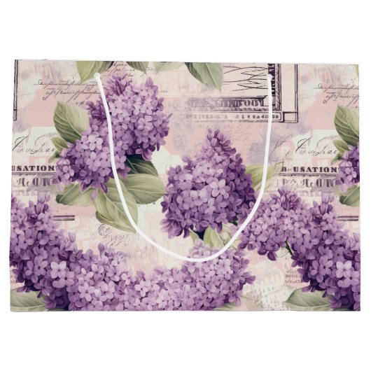 Vintag Lilac Pattern Große Geschenktüte (Rückseite)
