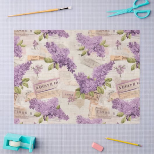Vintag Lilac Pattern Seidenpapier (Basteln)
