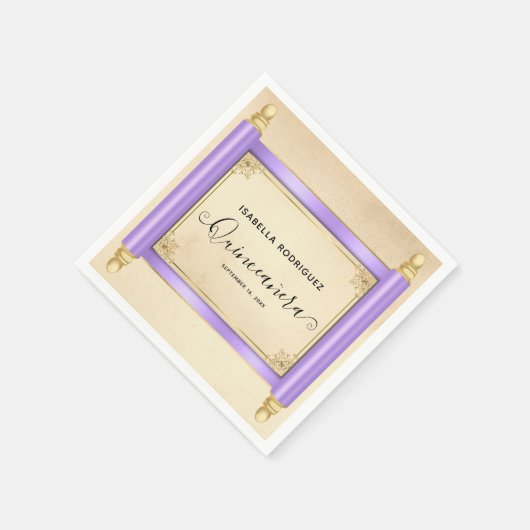 Vintag Lilac Scroll Quinceñera Serviette (Ecke)