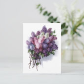 Vintag Lilacs Postkarte (Stehend Vorderseite)