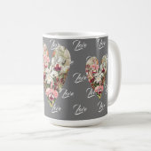 Vintag Lily Floral Hearts Liebe Tasse Cup (VorderseiteRechts)