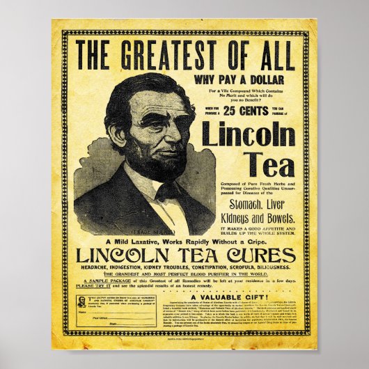 Vintag Lincoln Herbal Remedy Tee Print Poster (Vorne)