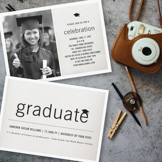 Vintag-Linen-Graduate-Foto-Graduierungsparty Einladung
