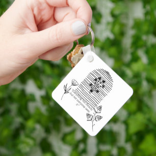 VINTAG LINIE ART BLUME MIT QUOTE SCHLÜSSELANHÄNGER