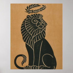 Vintag Lion Art Deco Illustration (1917) Poster