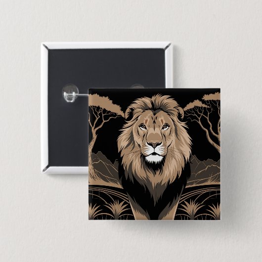 Vintag Lion Portrait Button (Vorne & Hinten)