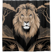 Vintag Lion Portrait Duschvorhang (Vorderseite)