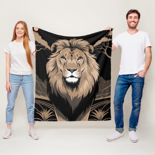 Vintag Lion Portrait Fleecedecke (Beispiel)