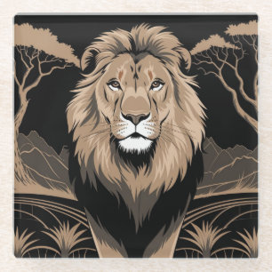 Vintag Lion Portrait Glasuntersetzer