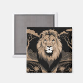 Vintag Lion Portrait Magnet (Vorderseite/Rückseite)
