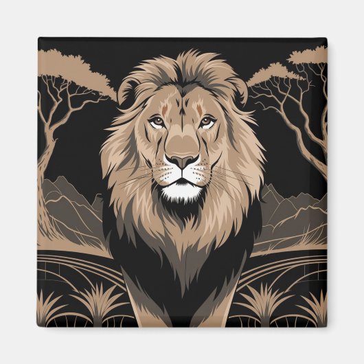 Vintag Lion Portrait Magnet (Vorne)