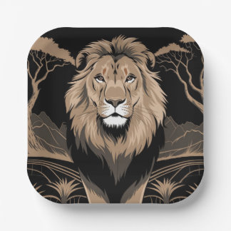 Vintag Lion Portrait Pappteller