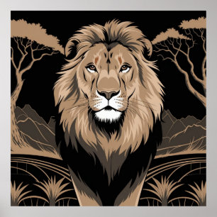 Vintag Lion Portrait Poster