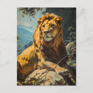 Vintag Lion Portrait Postkarte